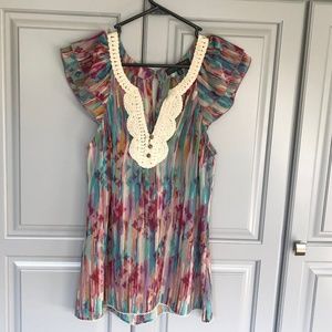 Sanctuary Macrame collar multi color top